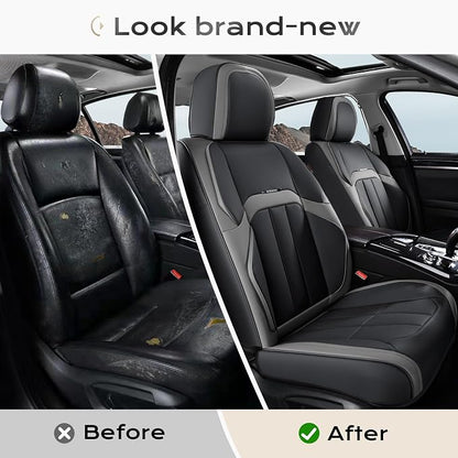 Coverado Nappa Leather Car Seat Covers Full Set, Luxury Waterproof Seat Protectors, Airbag Compatible Anti‑Slip Auto Seat Covers, Universal Fit for Most Cars SUVs Trucks Pickup Vehicles - Image 8
