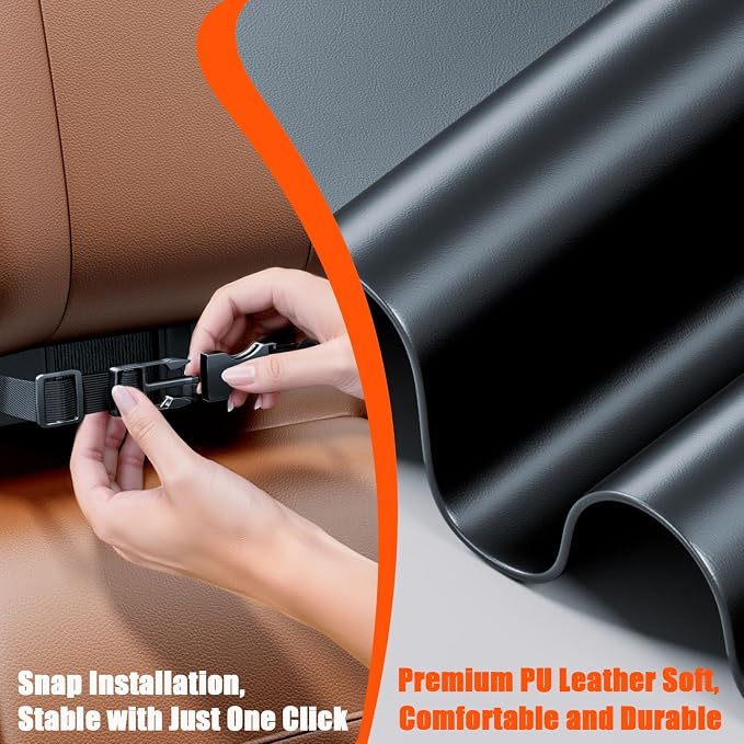 Car Tissue Holder, Car Kleenex Holder Fits 100-160 Count | Premium PU Leather,Keep Tidy,Universal,Large tissue box,Backseat Car Napkin Holder,Tissues Dispenser for Car,Black - Image 7