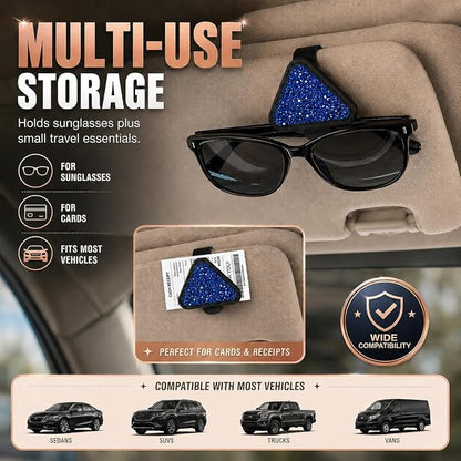 2PCS Magnetic Sunglass Holder for Car Visor, PU Leather Automotive Sun Visor Eyeglasses Hanger Clip, Vehicle Interior Ticket Card Organizer Mount Accessories for SUV Pickup Truck(Blue) - Image 6