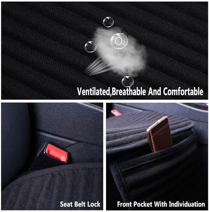Car Seat Covers Buckwheat Hull Universal Front Seat Only | Bottom Seat Covers For Most Cars, SUVs, Vans Trucks Car Seat Cushion Protector Mats Pad Gray - Image 5