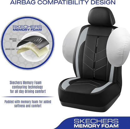 Skechers Car Seat Covers,Luxury Faux Leather Seat Covers,Waterproof Anti Slip Car Seat ProtectorFull Set,Car Accessories Airbag Universal Fit for Most Cars,Vans,Trucks,SUV,Grey - Image 5