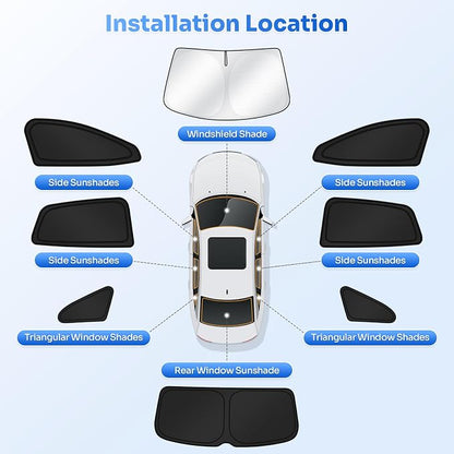 Canvcle Window Shades for 2021-2026 Volkswagen/VW ID.4 ID4 Accessories Windshield Sun Shade Side Rear Window Covers Sunshade Sun Visor Shield Privacy Protection for Camping Keep Car Cool Black 8PCS - Image 5
