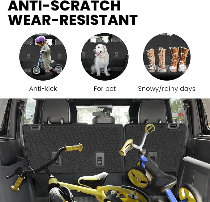 LASFIT Rear Back Seat Cover for Ford Bronco 4-Door 2021-2026 Backrest Mats | All Weather Waterproof Protector Split-Seat Design Seat Back Liner Non-Slip Easy Clean, Not Fit Bronco Sport or 2 Door - Image 5