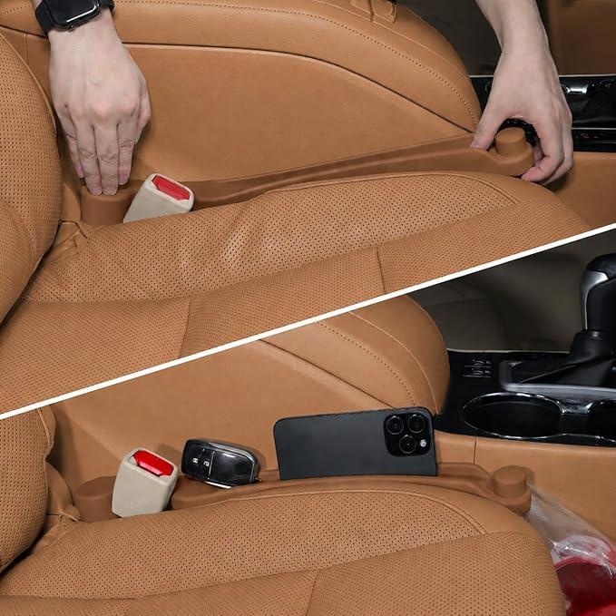 Givifive Car Seat Gap Filler Organizer 2Pack Soft Foam 3IN1 Multifunctional | Seat Side Gap Strip with Slot & Hook Universal Fit Car SUV Truck Fill The Gap Between Seat & Console (Standard Mocha Brown) by Givifive