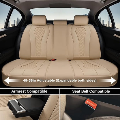 Coverado Automotive Seat Covers, Car Seat Covers Full Set, Beige Car Seat Cover, Car Seat Cushion Waterproof, Front Seats Back Seat Covers, Car Seat Protector Universal Fit Most Cars - Image 4