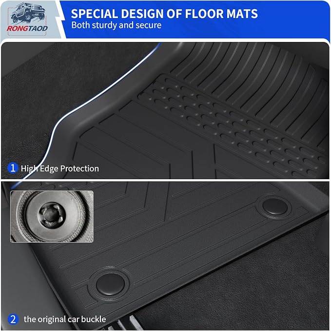 Rongtaod Floor Mats Set for 2020-2026 Ford Explorer 6 Seats Captain Chairs | Trunk Mat with Backrest Mat Cargo Mat Cargo Liner TPE All Weather Back Seat Cover Protector 2025 Explorer Accessories - Image 3
