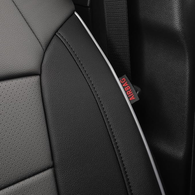 EKR Tacoma Front Seat Covers Custom Fit for Toyota Tacoma 2012 2013 2014 2015 (Regular Seats), Leather Truck Seat Cover for Car - Front Row Only,Faux Leather(Black/Gray) - Image 3