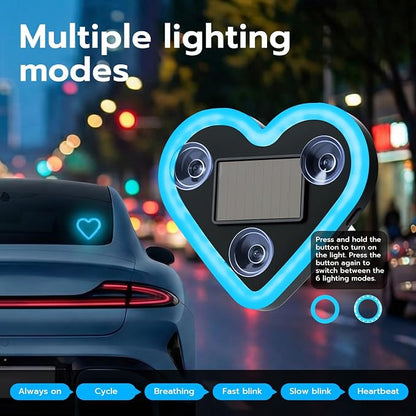Mcbazel Car LED Ambient Light, Rechargeable Solar-Powered Heart-Shaped LED Light, 6 Lighting Modes, Romantic Car, Outdoor Decor, Ideal Gift for Couples, Women, Men - Ice Blue (1 Pcs) - Image 6