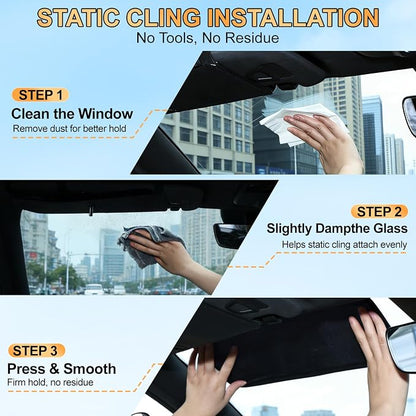 XCBYT Static Cling Window Shades, Semi-Transparent Glare Blocker | Reposition as sun moves to block glare. Clean glass perfectly before use. for Windshield & Side Windows (15.75" x 7.09") - Image 7