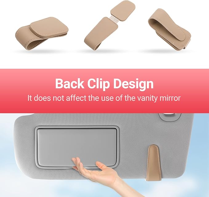 Sunglass Holder for Car Sun Visor Sunglasses Clip Car accessories -2 Packs | sun visor organizer, ticket card clip, eyeglass sunglasses holder, one-handed magnetic, anti-scratch, car stuff for women men - Image 6