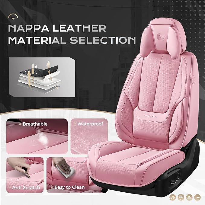 Coverado Car Seat Covers, Seat Covers for Cars, Waterproof Leather Auto Seat Protectors, Leather Car Seat Cushion, Car Interiors Accessories Universal Fit for Most Cars - Image 2
