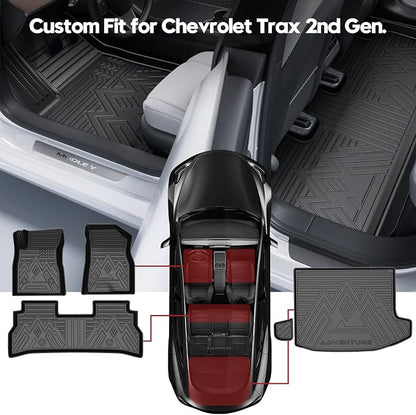 T TGBROS Floor Mats for Chevrolet Trax/Buick Envista 2024-2025 2026 All-Weather Full Set Custom Fit TPE Liners Cargo Liner Trunk for Trax/Envista Accessories 5PCS - Image 2