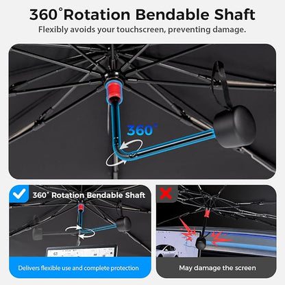 Windshield Sun Shade Umbrella, Foldable Car Sunshade for Front Windshield, UV Block & Heat Reduction Sunshade, Durable Reinforced Frame, Easy Install Sunshade for Cars, SUVs & Trucks (57" x 32") - Image 7