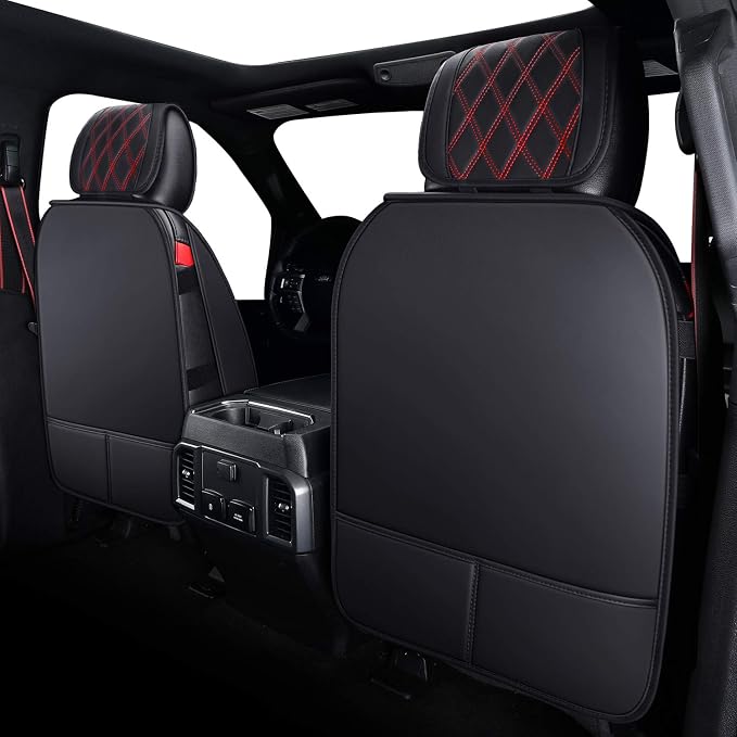 Car Seat Covers for Ford F150 F250 F350 F450 Truck (Black-Red) | Custom Fit 2009-2026 F150 Supercrew, 2017-2026 F250 F350 F450 Super Duty XLT STX XL Lariat Pickup,Waterproof Leather Full Set - Image 2