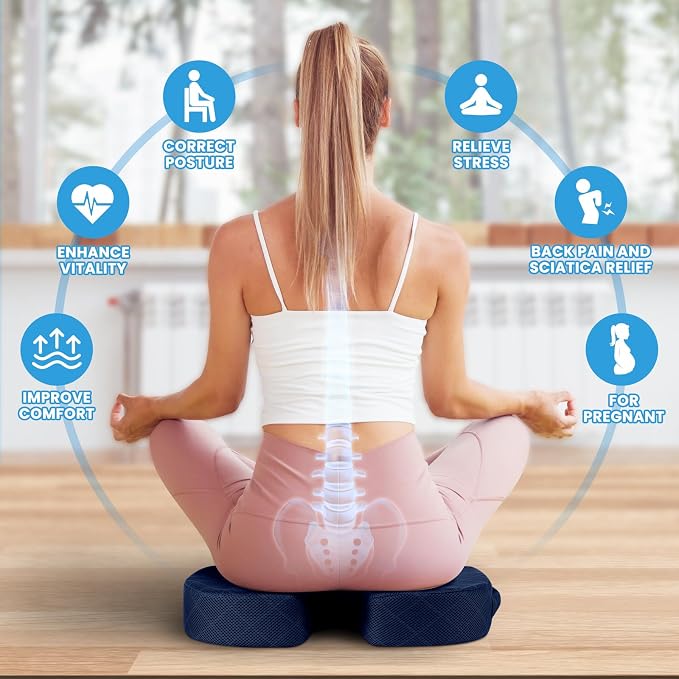 Seat Cushion - for Office Chair, Car Seat, Airplane, Bleacher - Sciatica & Coccyx Pain Relief Desk Chair Cushion for Long Sitting Office Workers, Car Drivers(Blue, XX-Large) | for Car Seat, Airplane, Desk Chair - Sciatica & Hip & Coccyx Pain Relief Cus... - Image 4