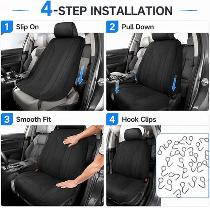 4 PCS Cooling Car Seat Covers, Breathable Auto Driver Seats Protective Cover with Hooks, Comfortable Anti-Slip Front Seats Cover Interior Accessories for Car Truck SUV (Black) - Image 3