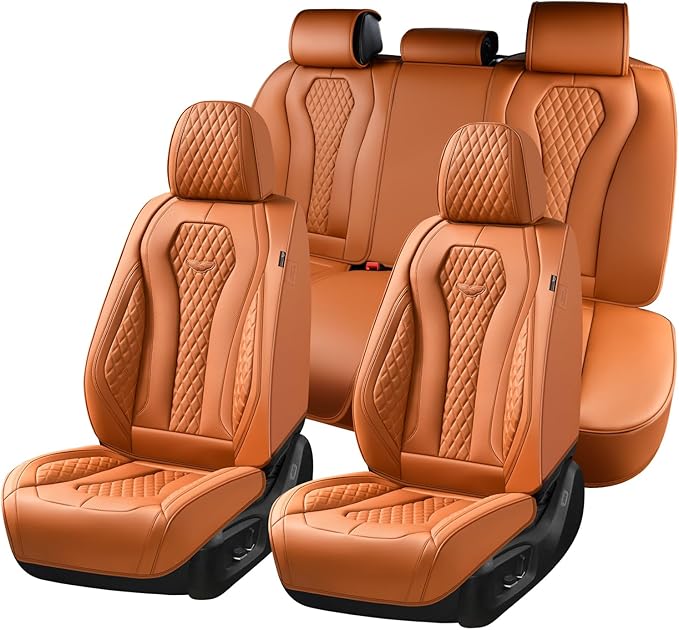 Coverado Car Seat Covers Full Set, Brown Seat Covers, Automotive Car Seat Cover, Car Seat Covers Front Seats Back Seat Covers, Car Seat Protector Universal Fit Most Cars by COVERADOAUTO