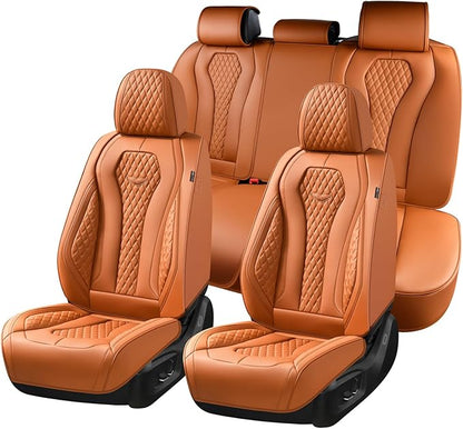 Coverado Car Seat Covers Full Set, Brown Seat Covers, Automotive Car Seat Cover, Car Seat Covers Front Seats Back Seat Covers, Car Seat Protector Universal Fit Most Cars by COVERADOAUTO