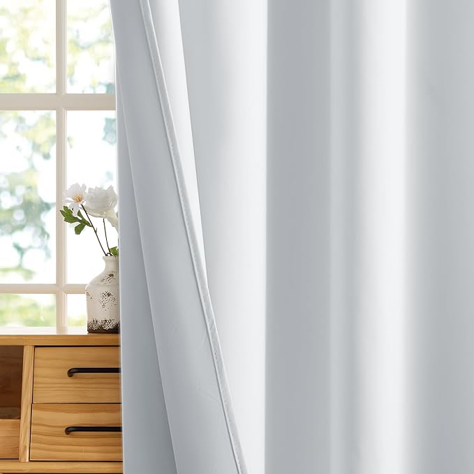 RYB HOME White 100% Blackout Curtains for Bedroom Living Room | Thermal Insulated, Heat & UV Blocking, Total Room Darkening, Privacy, Drapes for Dining Room Theater, W34 x L63, 2 Panels - Image 5