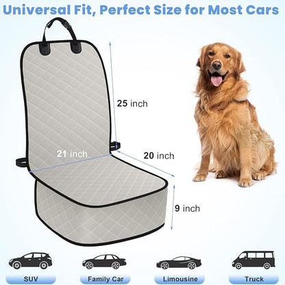 ELONGRIVER Dog Car Seat Covers, Waterproof Front Seat Cover | Scratch-Proof, Nonslip Pet Passenger Seat Cover Protector, Universal Fit for Cars Trucks SUVs, Large Size 1 Pack, Beige - Image 7