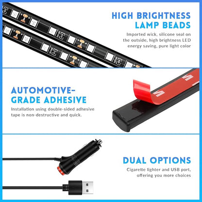 Car LED Strip Light, 12V 24 LEDs RGB Car Atmosphere Lamp with Cigarette Adapter Plug, Vehicle Under Dash Floor Ambient Night Decorative Lighting Kit (White) - Image 3