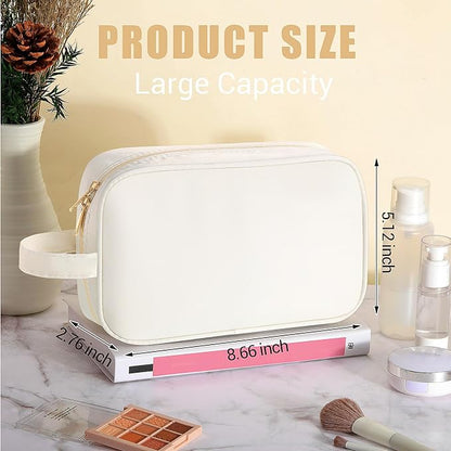 Kacctyen Insulated Makeup Bag for Car Women Cosmetics Bag Heat-resistant Travel Makeup Organizer Waterproof Skincare Case from Melting Freezing Winter Valentines Gift for Women(Medium,Portable,Cream) - Image 2