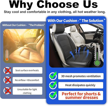 BEITK 1 Pack Black Ventilated Cooling Mesh Car Seat Covers | 3D Air Mesh, PU Leather, Breathable, with Storage pocket, Non-slip, Universal Fit for Car Truck SUV, Easy to Install - Image 4