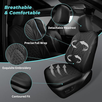 Custom Seat Covers for Toyota Highlander 2020-2024 8 Seats Black | faux leather, 2nd row 40/60 split bench, waterproof, breathable, airbag compatible, stain resistant, easy install - Image 7