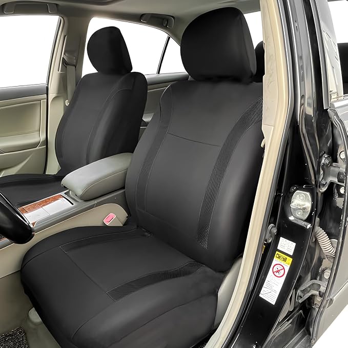 Zpana Car Seat Cover Full Sets, 9PCS Waterproof Vehicle Front and Rear Split Bench Covers with 3D Foam Back Support, Breathable Auto Seat Protective Accessories, Universal for SUV RV Truck (Black) - Image 3