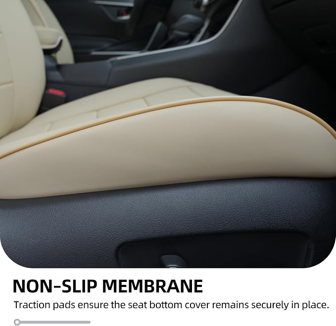 Lolcar RAV4 Seat Covers Custom Fit for Toyota RAV4 2019 2020 2021 2022 2023 2024 2025 LE,XLE,XLE Premium,Limited,Airbag Compatible,Seat Cover Full Set for SUV, Waterproof Leather（Beige） - Image 6