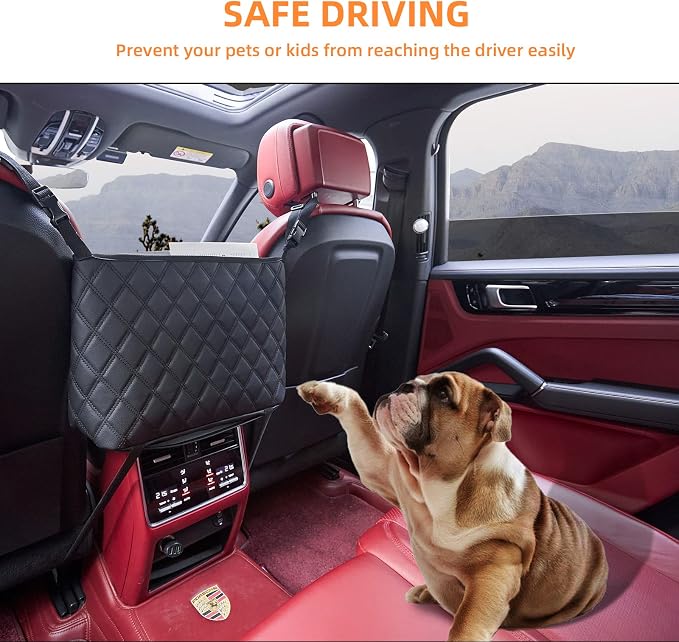 WLLWOO Car Net Pocket Organizer Purse Holder Console Front Seat Storage | Multi Pocket Car Seat Organize Bag Handbag Holder Between Seats Back Barrier - Image 2