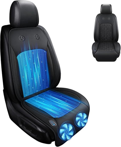 Cooling Car Seat Cover with 2 Powerful Turbo Fans, 12V-24V Ventilated Cooling Car Seat Cushion, 3-Speed Adjustable Breathable Cooling Seat Cover for Car SUV Truck Universal Fit by Unknown