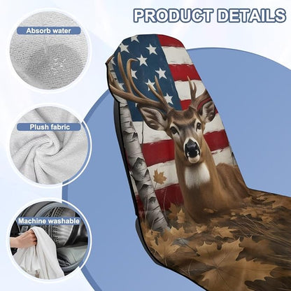 American Flag Deer Car Seat Towel for Front Seat Only Camo Deer Car Interior Seat Protector American Flag Auto Interior Accessories with Storage Bag 250Th Anniversary Beach Towel Yoga Towels - Image 6
