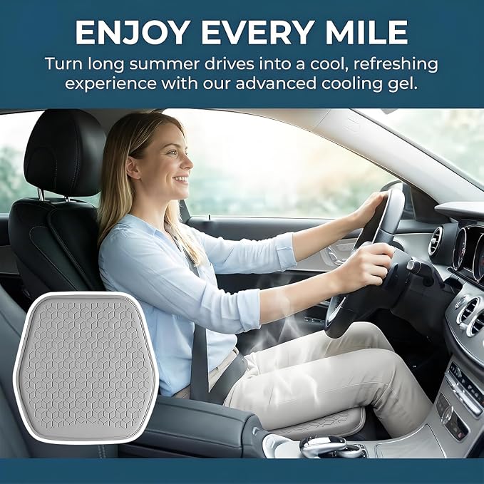 Gel Car Seat Cushion, Breathable Non-Slip Automotive Chair Mat Cover Protector for Driving, Comfortable Vehicle Interior Front Seat Chair Cushion Accessories, Universal Fit (Gray) - Image 5