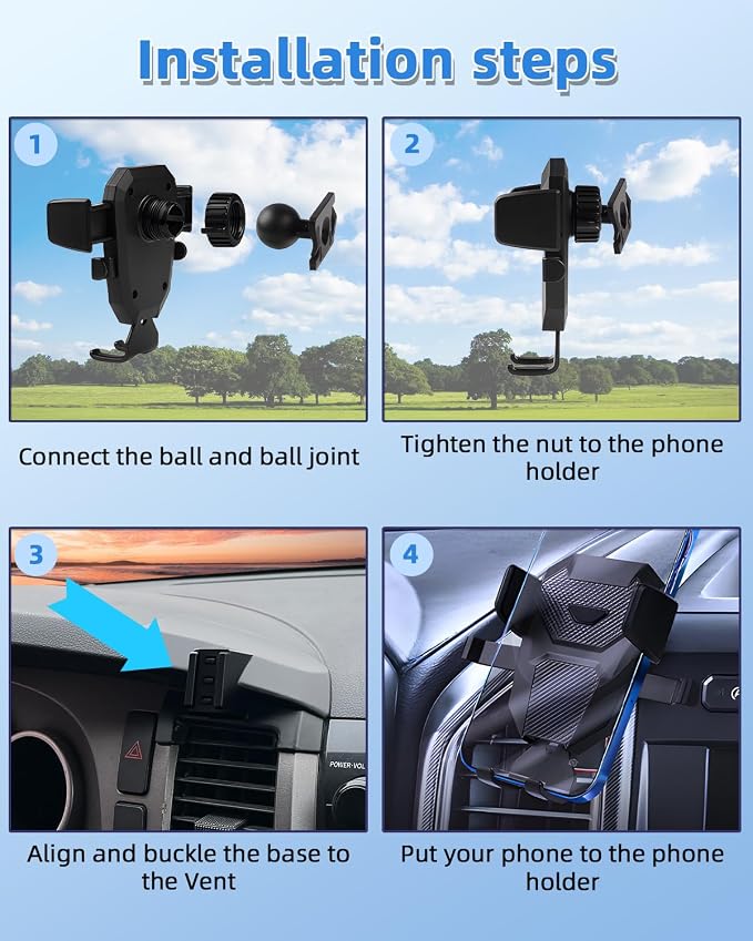 Car Phone Mount for Toyota Tundra 2007 -2013 /Sequoia 2008-2013 Accessories | Custom Air Vent Auto Lock Car Phone Holder for Tundra Fixed Cilp Hands Free 360° Rotation Phone Stand for All Smartphone - Image 7