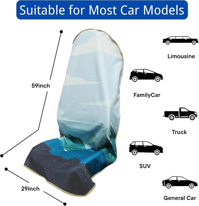 Waterproof Car Seat Cover for Front Seats, Protector for Cars SUVs Trucks, Sweat Towel Seat Covers Bucket for Gym,Workout,Beach,Hiking,Running and Swimming (Mountains, 2PCS) - Image 6