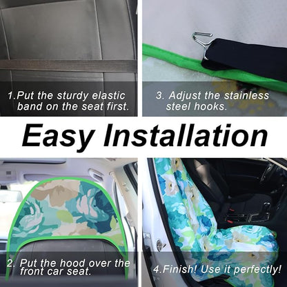 Sweat Towel Car Seat Cover Protector Front Seats for Gym Workout, Running, Swimming, Beach and Hiking, Waterproof Universal Seat Cover for Car, Trucks, Van & SUV (1, Cyan Flower, Front) - Image 6