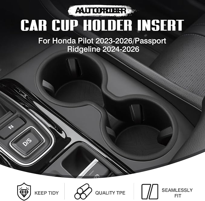 Autorder Car Cup Holder for Honda Pilot 2023-2025/Passport Ridgeline 2024-2025 2026 Accessories Water Cup Holders TPE Durable Cup Holder Insert for Pilot - Image 2