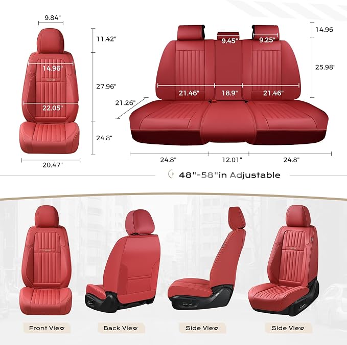 Coverado Car Seat Covers Front Seats, Seat Covers for Cars, Car Seat Protector, 2-Pack Car Seat Cushion Nappa Leather, Waterproof Seat Covers Carseat Cover Universal Fit for Most Cars Trucks(Red) - Image 7