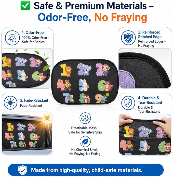 Car Window Shade for Baby -Glare Shield and UV Rays Protection for Your Child, 2-Pack-20 X 12" Window Shade (123) - Image 6