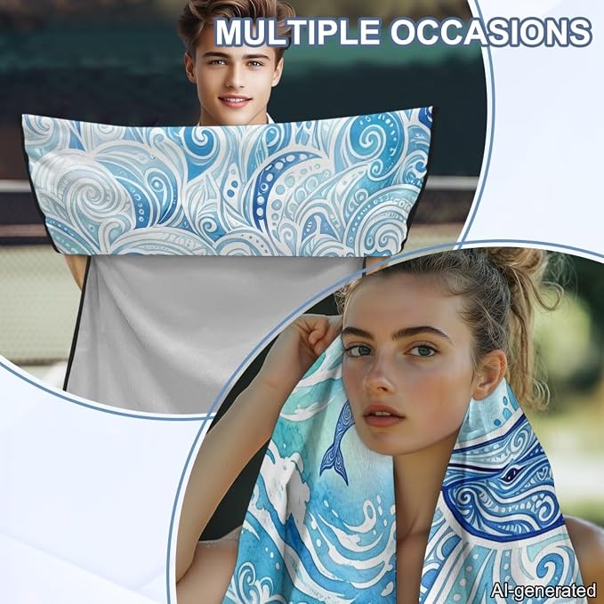 Polynesian Dolphin Print Car Seat Towels for Sweat Multi-Purpose Towel Seat Covers with Storage Bag Sweat Absorption Sports Towel for Gym Workout, Running, Swimming, Beach and Hiking - Image 5