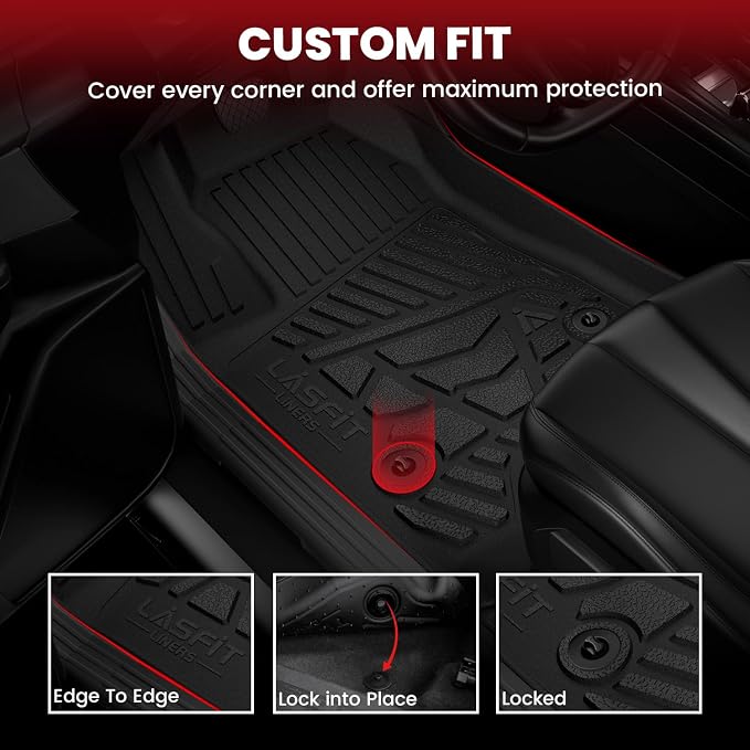 LASFIT Floor Mats for Ford F250 F350 F450 2017-2026 Regular Cab Front Bench Seat (Not Fit Row Bucket Seating) Vinly Floor Super Duty All Weather Protector TPE Car Floor Liner, only 1st, 1pcs Black - Image 4