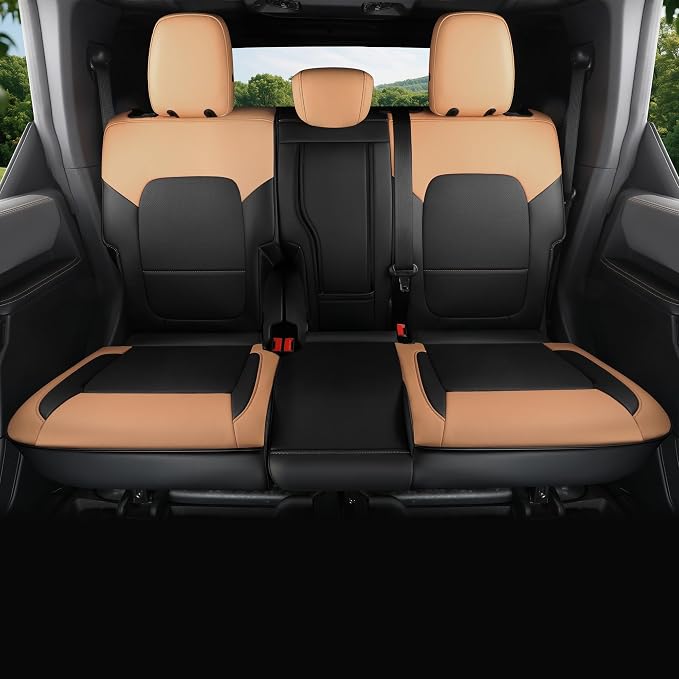 Red Rain Car Seat Cover Custom Fit Ford Bronco Seat Covers 4Door 2021-2026 | Black and Orange Waterproof Leather Seat Protector 5 Seater (Bronco 4Door-Black+Orange) - Image 2