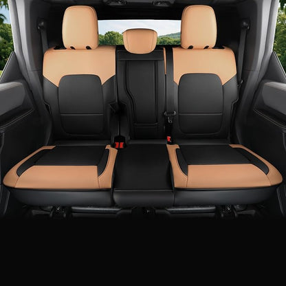 Red Rain Car Seat Cover Custom Fit Ford Bronco Seat Covers 4Door 2021-2026 | Black and Orange Waterproof Leather Seat Protector 5 Seater (Bronco 4Door-Black+Orange) - Image 2