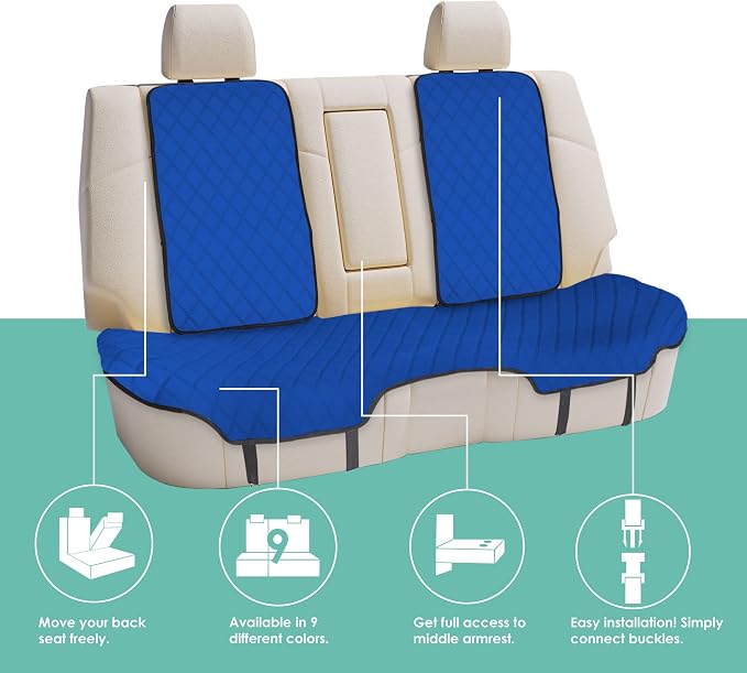 FH Group Car Seat Cushion Neosupreme Automotive Seat Cushions - Universal Fit, Rear Car Seat Cushion, Car Seat Cushions With Non-slip Silicone Backing for SUV, Sedan, Van Rear Set Blue - Image 4