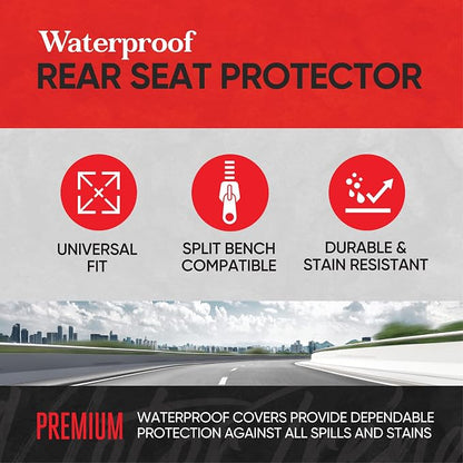 Motor Trend Waterproof Car Seat Covers Full Set – Black Seat Covers for Car Front & 60/40 Split Back Bench - Carseat Cover for Trucks, SUV, Vans - Universal Fit for Most Regular Size Vehicles - Image 6