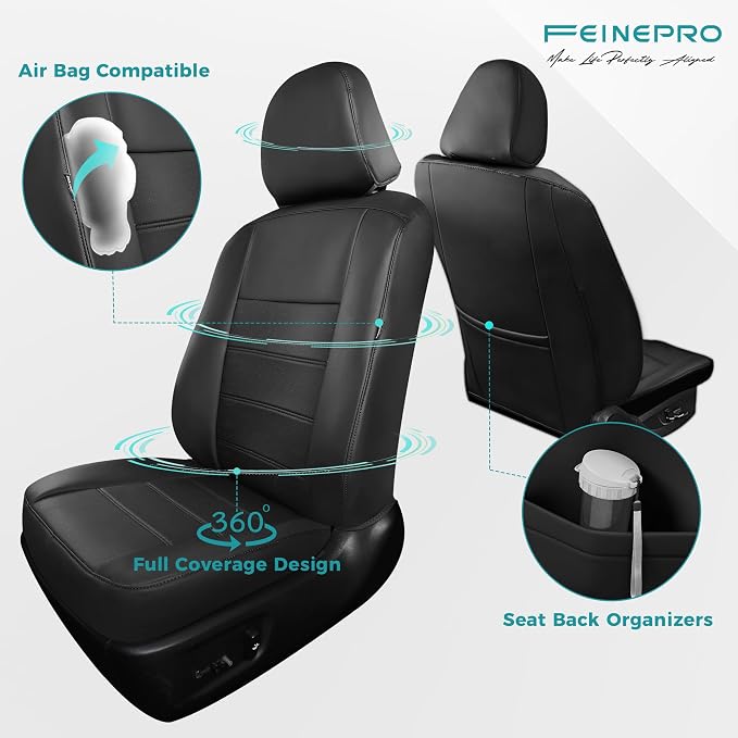 Custom Seat Covers for Toyota Camry 2012-2017, Black | Only Fit for Camry L/LE/XLE 2012-2017, Not for Hybrid, Full Coverage, Faux Leather, Protective, Scratch-resistant, Easy-clean - Image 3