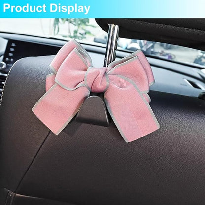 Mandark 2PCS Bow Car Headrest Hooks for Bags, Pink Line | PVC construction, clip-on installation keeps items off the floor, fits most cars, SUVs, and trucks, car interior accessories - Image 5