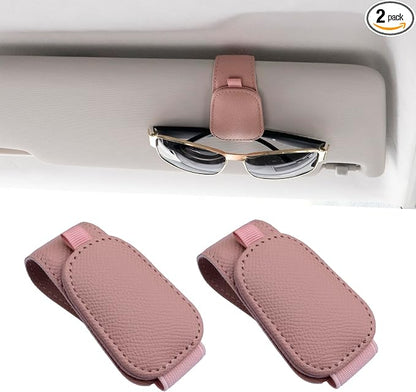 Yuoyar 2 Packs Magnetic Sunglass Holder for Car Visor (Pink) | Magnetic Interior Car Accessories by YUOYAR
