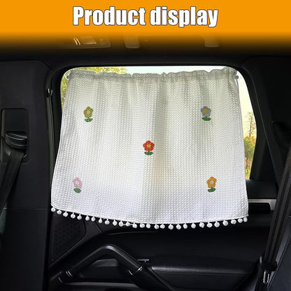 Car Side Window Sun Shade Privacy Curtain for Baby, Five Sunflowers | Blackout UV Protection Car Window Shades with Suction Cup for Back Seat - Cute Auto Camping Windows Screen Shades - Image 7